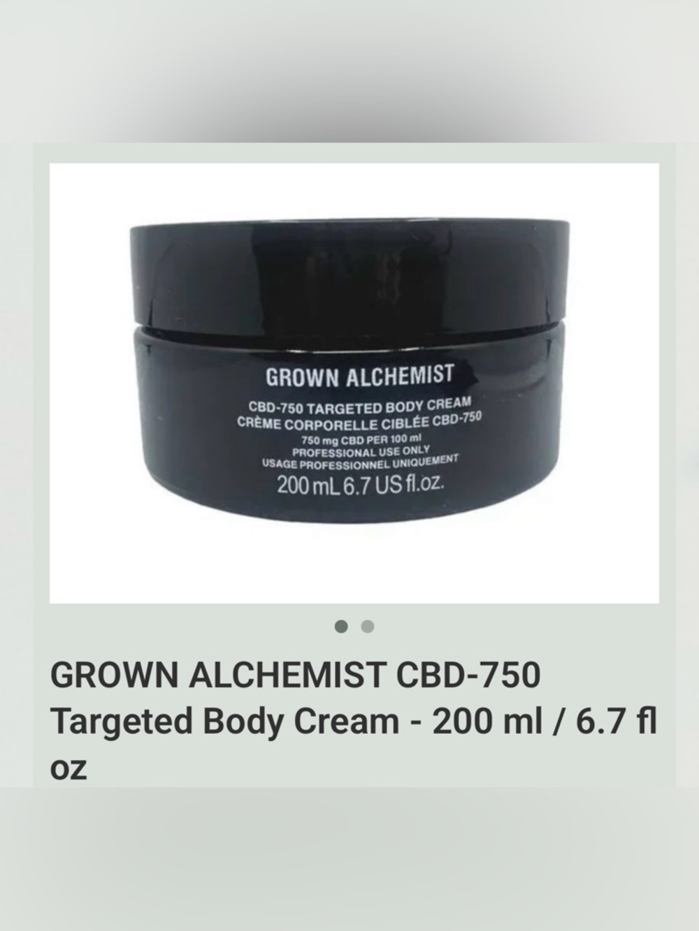 Grown Alchemist Targeted Body Cream 200 ml, 6.7 oz New
